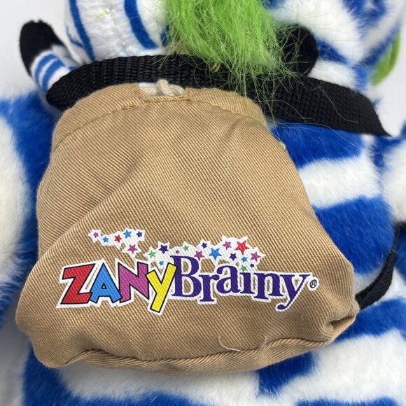 Vintabe Zany Brainy 20" Zebra Plush Baby Backpack Blue Stripe Hat Stuffed Animal - Picture 5 of 9
